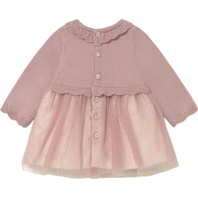 Newborn Girl Tulle and Knit Dress, Pink - Dresses - 2