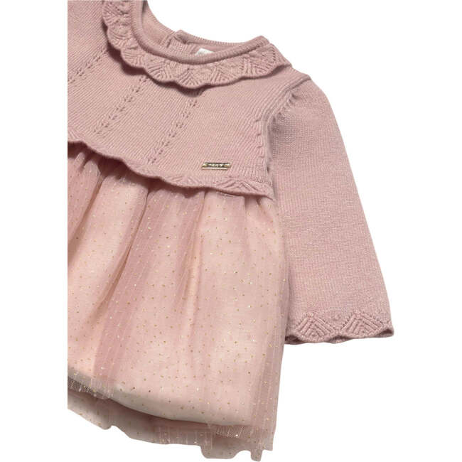 Newborn Girl Tulle and Knit Dress, Pink - Dresses - 3