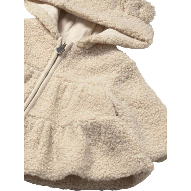 Newborn Girl Zip Sweatshirt, Beige - Sweatshirts - 3