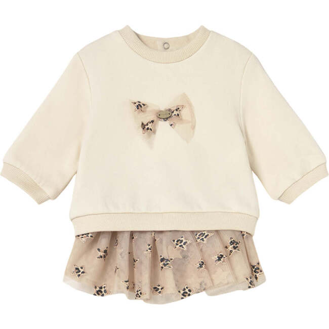 Newborn Girl Tulle Skirt and Sweatshirt Set, Beige