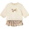 Newborn Girl Tulle Skirt and Sweatshirt Set, Beige - Mixed Apparel Set - 1 - thumbnail