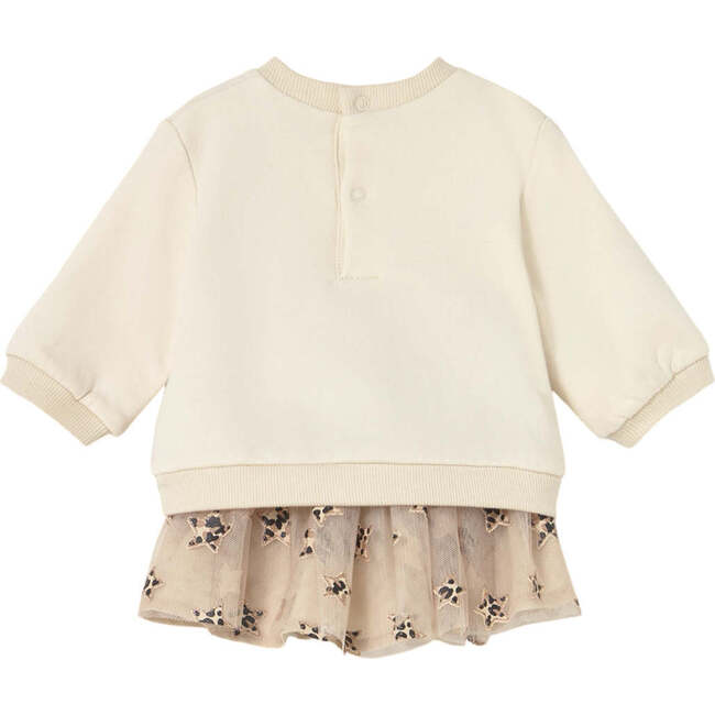 Newborn Girl Tulle Skirt and Sweatshirt Set, Beige - Mixed Apparel Set - 2