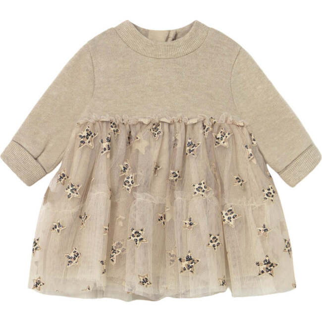Newborn Girl Tulle Dress, Beige