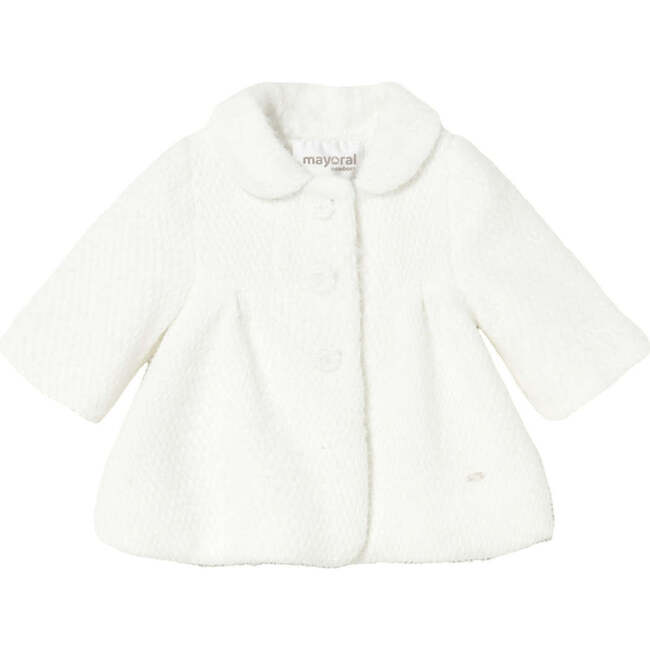 Newborn Girl Terry Cloth Coat, White