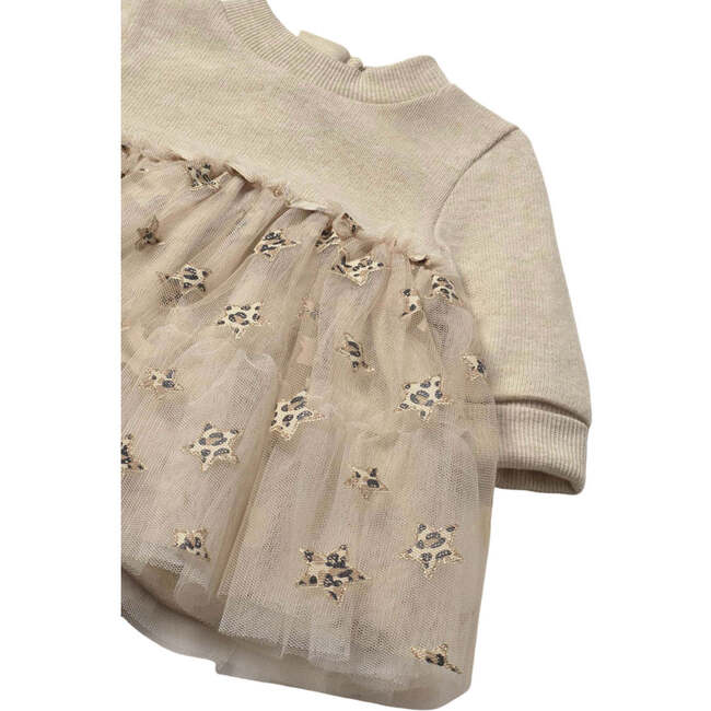 Newborn Girl Tulle Dress, Beige - Dresses - 3