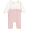 Newborn Girl Knit One Piece, Pink - Overalls - 1 - thumbnail