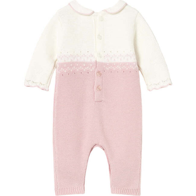 Newborn Girl Knit One Piece, Pink - Overalls - 2
