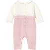 Newborn Girl Knit One Piece, Pink - Overalls - 2