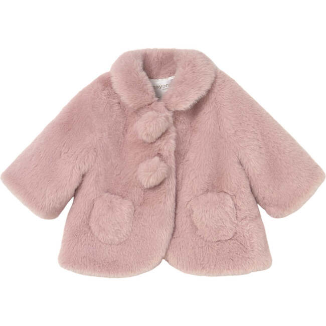 Newborn Girl Faux Fur Coat, Pink