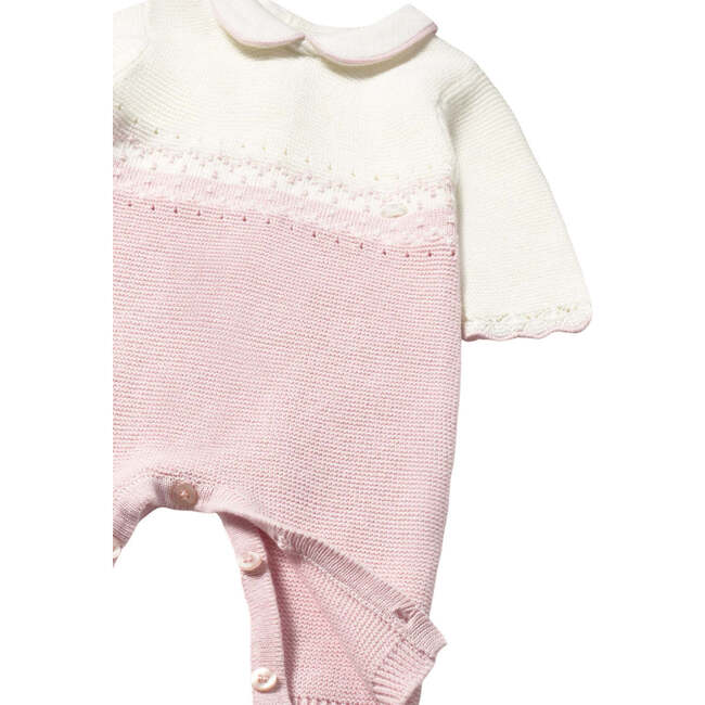 Newborn Girl Knit One Piece, Pink - Overalls - 3