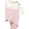 Newborn Girl Knit One Piece, Pink - Overalls - 3
