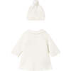 Newborn Girl Knit Coat with Hood, Ivory - Coats - 2 - thumbnail