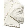 Newborn Girl Knit Coat with Hood, Ivory - Coats - 3 - thumbnail