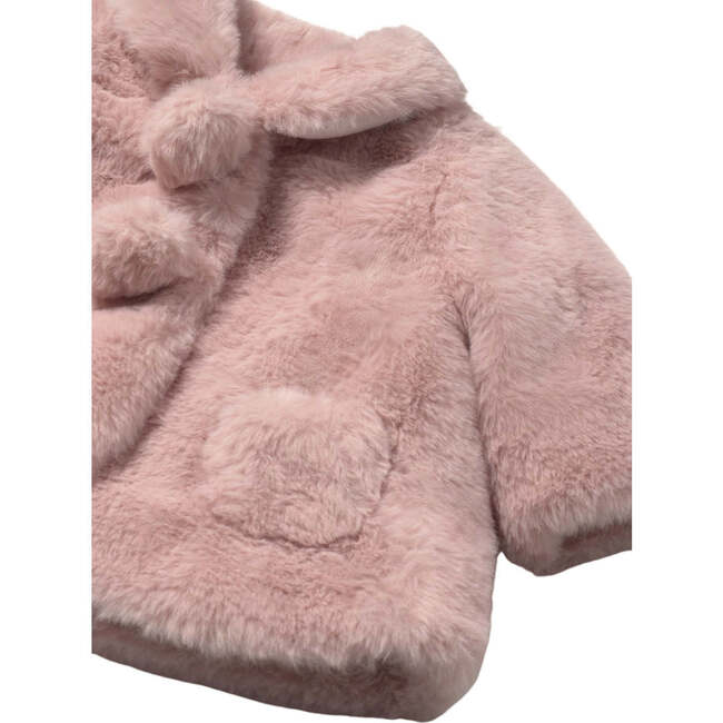 Newborn Girl Faux Fur Coat, Pink - Coats - 3