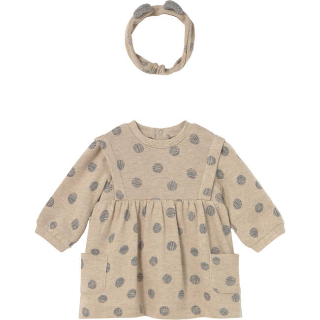 Newborn Girl Dress with Headband, Beige