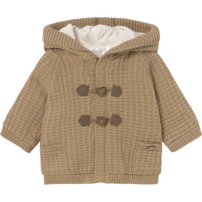 Newborn Boy Lined Knit Cardigan, Beige