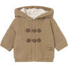 Newborn Boy Lined Knit Cardigan, Beige - Cardigans - 1 - thumbnail