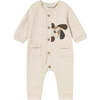 Newborn Boy Embroidered Applique One Piece, Beige - Overalls - 1 - thumbnail
