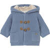 Newborn Boy Lined Knit Cardigan, Blue - Cardigans - 1 - thumbnail