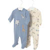 Newborn Boy 2-Piece One Piece Set, Blue - Overalls - 1 - thumbnail