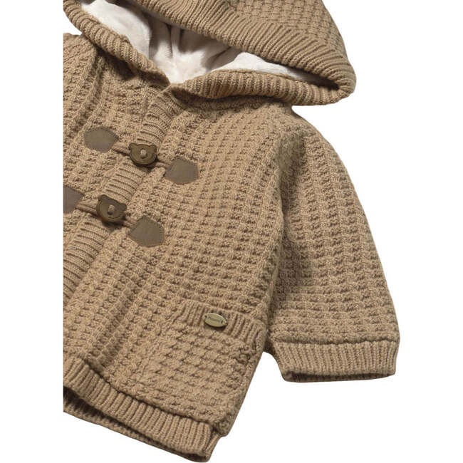 Newborn Boy Lined Knit Cardigan, Beige - Cardigans - 3