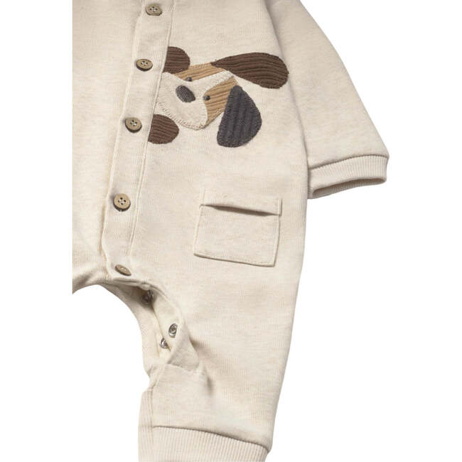Newborn Boy Embroidered Applique One Piece, Beige - Overalls - 3