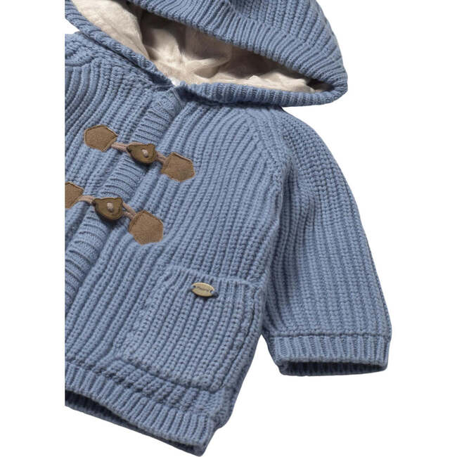 Newborn Boy Lined Knit Cardigan, Blue - Cardigans - 3