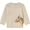 Baby Unisex Animal Intarsia Sweater, Beige - Sweaters - 1 - thumbnail