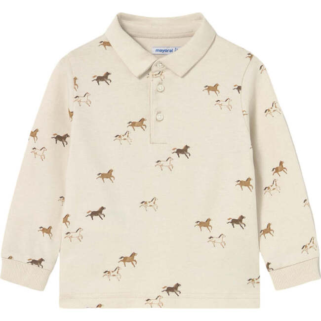 Baby Printed Polo Shirt, Beige