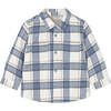 Baby Plaid Overshirt, Blue - Button Downs - 1 - thumbnail