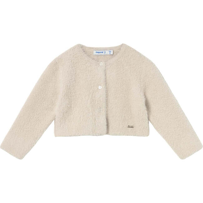Baby Knit Cardigan with Faux Fur, Beige