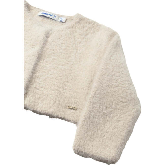 Baby Knit Cardigan with Faux Fur, Beige - Cardigans - 3