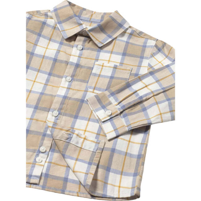 Baby Checkered Shirt, Beige - Button Downs - 3