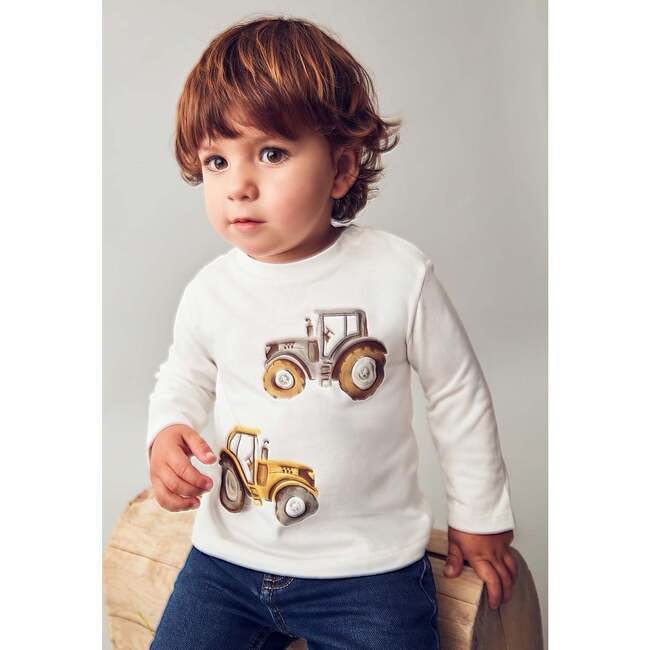 Baby Interactive Tractor T-Shirt, White - T-Shirts - 6