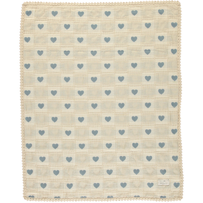 Heart Blanket, Heart Blue Patchwork