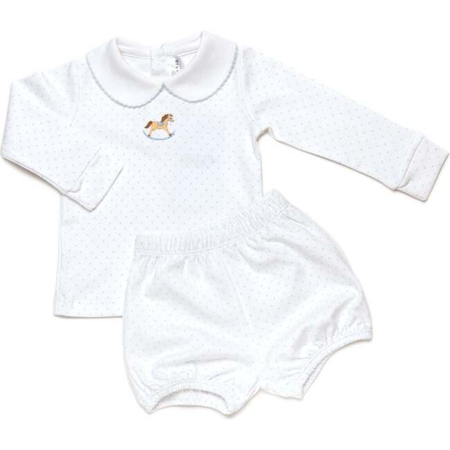 Small Rocking Horse Bloomer Set, Light Pink Bitty Dot