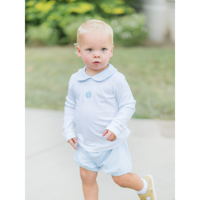 French Knot Pumpkin Set, White/Light Blue Stripe