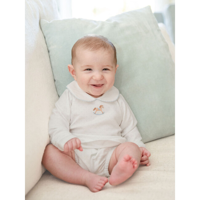 Small Rocking Horse Bloomer Set, Light Pink Bitty Dot