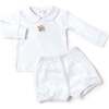 Blue Feather Turkey Pima Bloomer Set, Light Blue Bitty Dot - Mixed Apparel Set - 1 - thumbnail