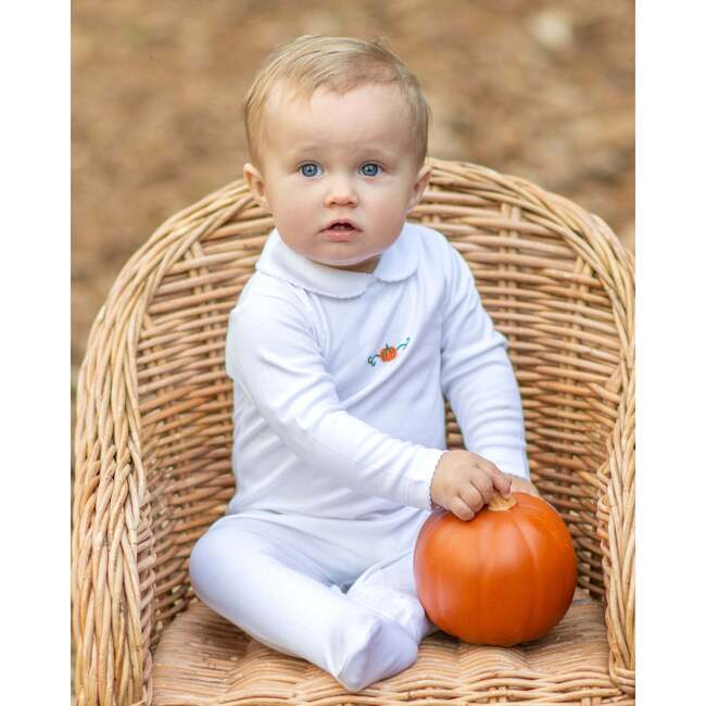 Classic Pumpkin Collared Pima Footie, White
