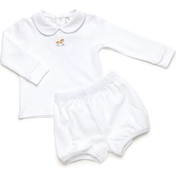 Small Rocking Horse Bloomer Set, Light Pink Bitty Dot - Mixed Apparel Set - 3