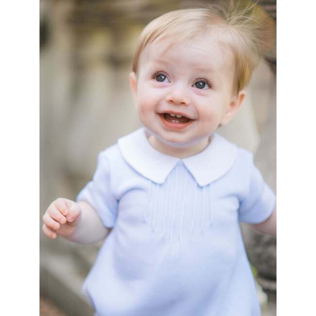 Special Knit Pointed Collar Bubble, Light Blue