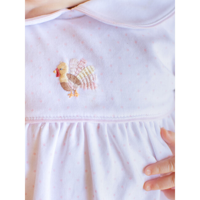 Pink Feather Turkey Pima Bubble, Light Pink Bitty Dot - Rompers - 6