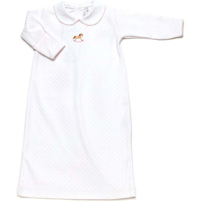 Rocking Horse Pima Day Gown, Light Pink Bitty Dot