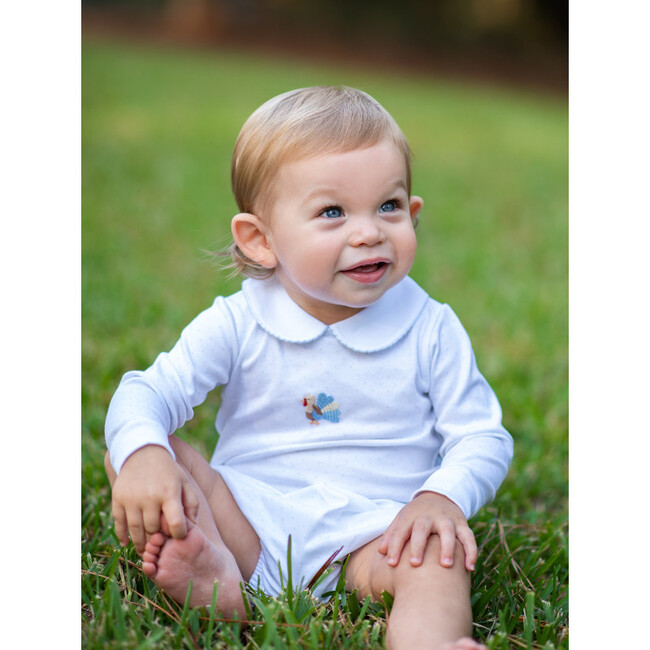 Blue Feather Turkey Pima Bloomer Set, Light Blue Bitty Dot - Mixed Apparel Set - 4