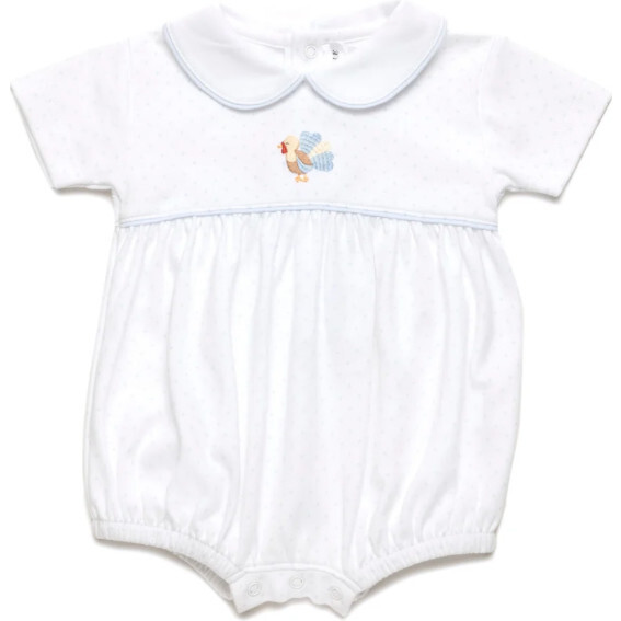 Blue Feather Turkey Pima Bubble, Light Blue Bitty Dot
