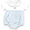 French Knot Pumpkin Pima Bubble, White/Light Blue Stripe - Rompers - 2