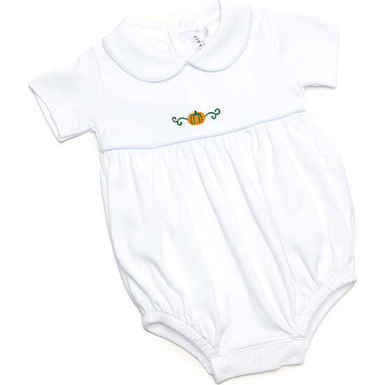 Classic Pumpkin Pima Noah Bubble, White - Rompers - 4