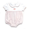 French Knot Pumpkin Pima Bubble, White/Light Pink Stripe - Rompers - 6