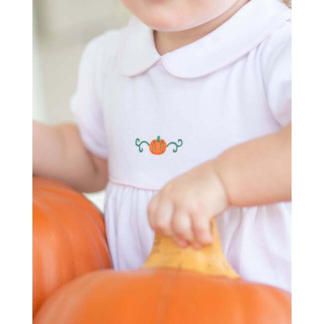 Classic Pumpkin Pima Rosie Bubble, White - Rompers - 3